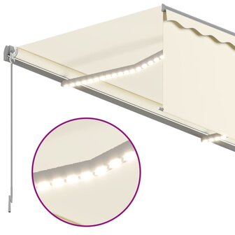 Luifel handmatig uittrekbaar met rolgordijn LED 4,5x3 m cr&egrave;me 5