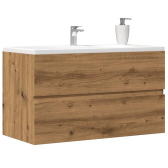 Badkamerwandkast 80x38,5x45 cm bewerkt hout artisanaal eiken 1