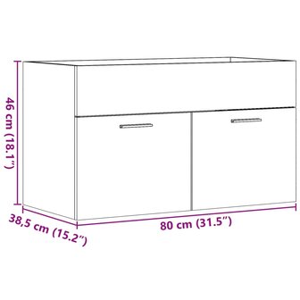 Wastafelkast 80x38,5x46 cm spaanplaat sonoma eikenkleurig 11