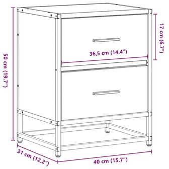 Nachtkastje 40x31x50 cm bewerkt hout sonoma eikenkleurig 11