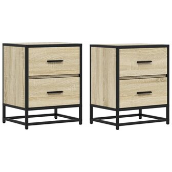 Nachtkastjes 2 st 40x31x50 cm bewerkt hout sonoma eikenkleurig 2