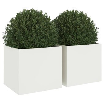 Plantenbakken 2 st 32x30x29 cm staal wit 4