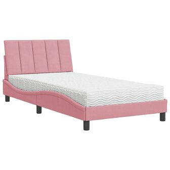 Bed met matras fluweel roze 100x200 cm 2