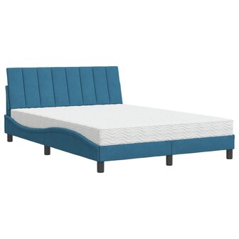 Bed met matras fluweel blauw 140x190 cm 2