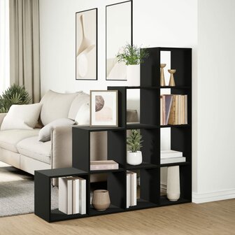 Kamerscherm / boekenkast 4-laags 131,5x29x131,5 cm hout zwart 4