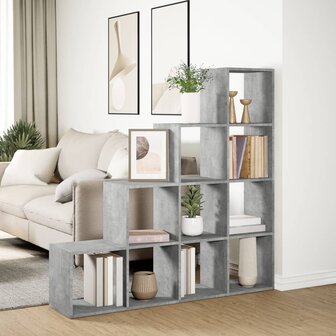 Kamerscherm / boekenkast 4-laags 131,5x29x131,5 cm hout grijs 4