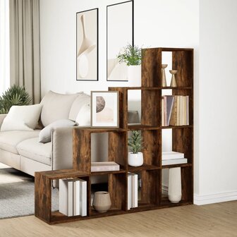 Kamerscherm / boekenkast 131,5x29x131,5 cm hout gerookt eiken 4