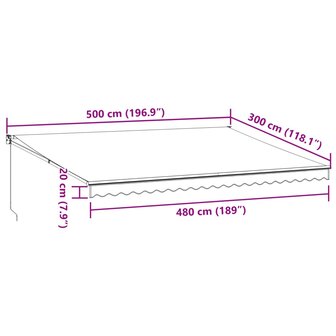 Luifel handmatig uittrekbaar 500x300 cm bruin 9