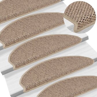 Trapmatten zelfklevend 15 st sisal-look 65x21x4 cm zandkleurig 1