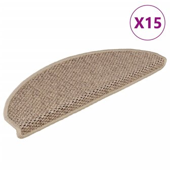 Trapmatten zelfklevend 15 st sisal-look 65x21x4 cm zandkleurig 2