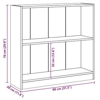 Boekenkast 80x24x75 cm bewerkt hout zwart 10