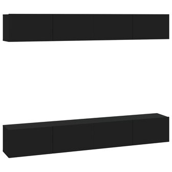 Tv-wandmeubels 4 st 100x30x30 cm zwart 2