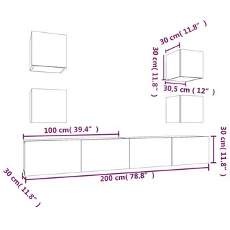 6-delige Tv-meubelset bewerkt hout zwart 12