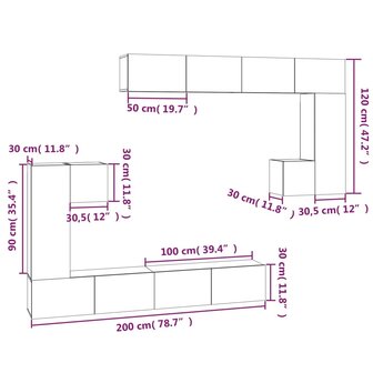 Tv-wandmeubel bewerkt hout zwart 10