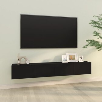 Tv-wandmeubels 2 st 100x30x30 cm bewerkt hout zwart 1