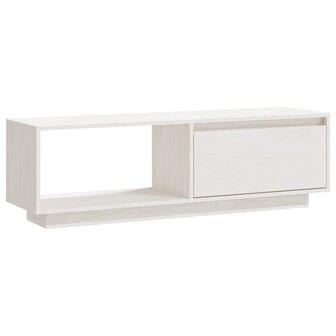 Tv-meubel 110x30x33,5 cm massief grenenhout wit 2