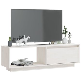 Tv-meubel 110x30x33,5 cm massief grenenhout wit 3