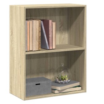 Boekenkast 2 schappen 60x30x76,5 cm bewerkt hout sonoma eiken 4