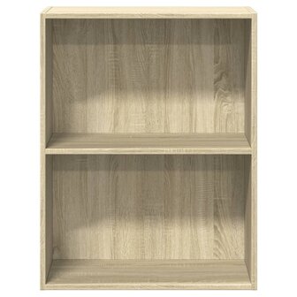 Boekenkast 2 schappen 60x30x76,5 cm bewerkt hout sonoma eiken 5