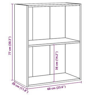 Boekenkast 2 schappen 60x30x76,5 cm bewerkt hout sonoma eiken 10