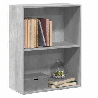 Boekenkast met 2 schappen 60x30x76,5 cm bewerkt hout betongrijs 4