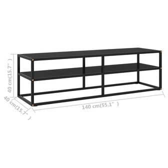 Tv-meubel met zwart glas 140x40x40 cm zwart 6