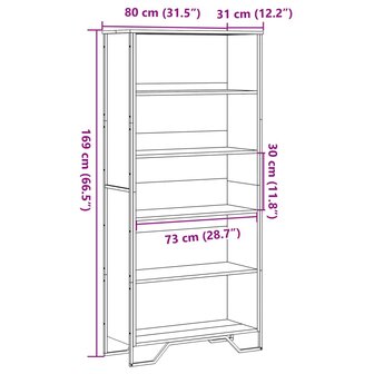 Boekenkast 80x31x169 cm bewerkt hout sonoma eikenkleurig 9