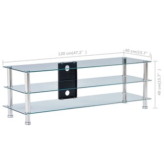 Tv-meubel 120x40x40 cm gehard glas transparant 6