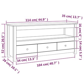 Tv-meubel 114x35x52 cm massief grenenhout 10