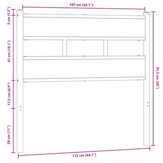 Hoofdbord 107 cm bewerkt hout en staal bruin eikenkleurig 6