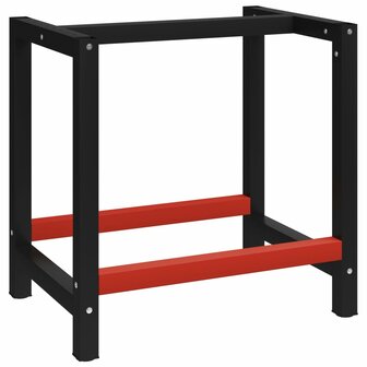 Werkbankframe 80x57x79 cm metaal zwart en rood 1