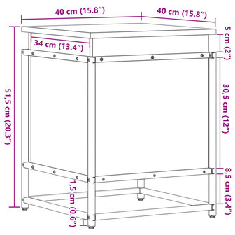 Opbergbox met deksel 40x40x51,5 cm bewerkt hout bruin eiken 10