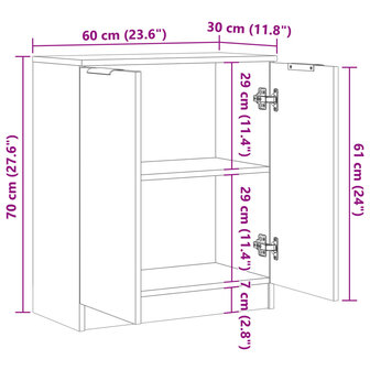 Dressoir 60x30x70 cm bewerkt hout oud houtkleurig 10