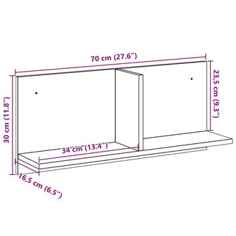 Wandkast 70x16,5x30 cm bewerkt hout sonoma eikenkleurig 9