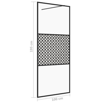 Inloopdouchewand 100x195 cm ESG-glas transparant en zwart 5