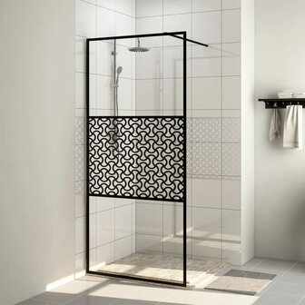 Inloopdouchewand 115x195 cm ESG-glas transparant en zwart 1