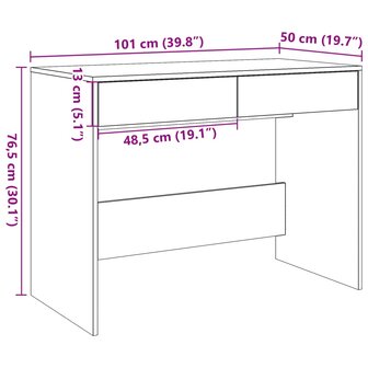 Bureau 101x50x76,5 cm bewerkt hout artisanaal eikenkleur 11