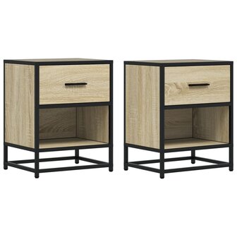 Nachtkastjes 2 st 40x31x50 cm bewerkt hout sonoma eikenkleurig 2