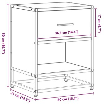 Nachtkastjes 2 st 40x31x50 cm bewerkt hout gerookt eikenkleurig 12