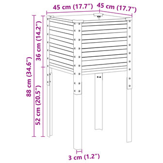 Plantenbak 45x45x88 cm staal groen 8