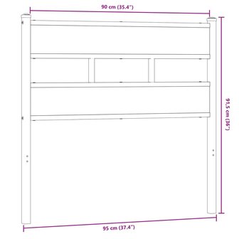 Hoofdbord 90 cm ijzer en bewerkt hout gerookt eikenkleurig 6