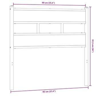 Hoofdbord 90 cm ijzer en bewerkt hout sonoma eikenkleurig 6