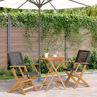 3-delige Bistroset poly rattan en massief hout zwart 1