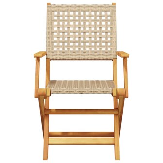 3-delige Bistroset poly rattan en massief hout beige 4