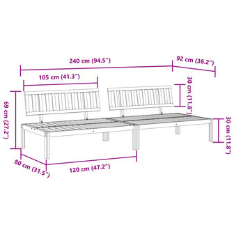 Tuinmiddenbanken 2 st pallet massief acaciahout 7