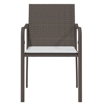 Tuinstoelen 4 st met kussens 56x59x84 cm poly rattan bruin 4