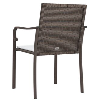 Tuinstoelen 4 st met kussens 56x59x84 cm poly rattan bruin 6