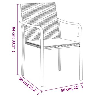 Tuinstoelen 4 st met kussens 56x59x84 cm poly rattan bruin 9