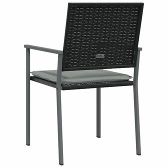 Tuinstoelen 4 st met kussens 54x62,5x89 cm poly rattan zwart 6