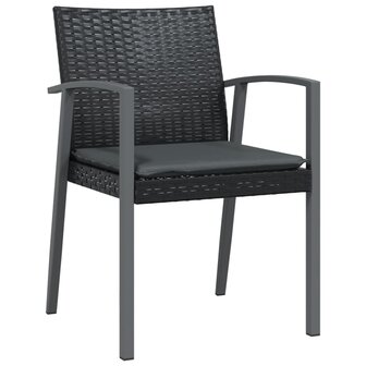 Tuinstoelen 2 st met kussens 56,5x57x83 cm poly rattan zwart 3